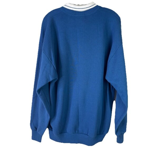 VTG Sz XL Collared Sweatshirt Grannycore Winter Forest Bird Chipmunk Cardinal - Picture 2 of 10